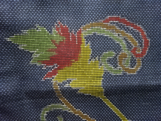 JAPANESE KIMONO / ANTIQUE KIMONO / DORO OSHIMA TSUMUGI / WOVEN ARABESQUE / 5MARUKI